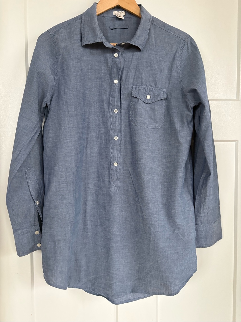 J. Crew Women's Blue Long Popover Shirt Size Medium